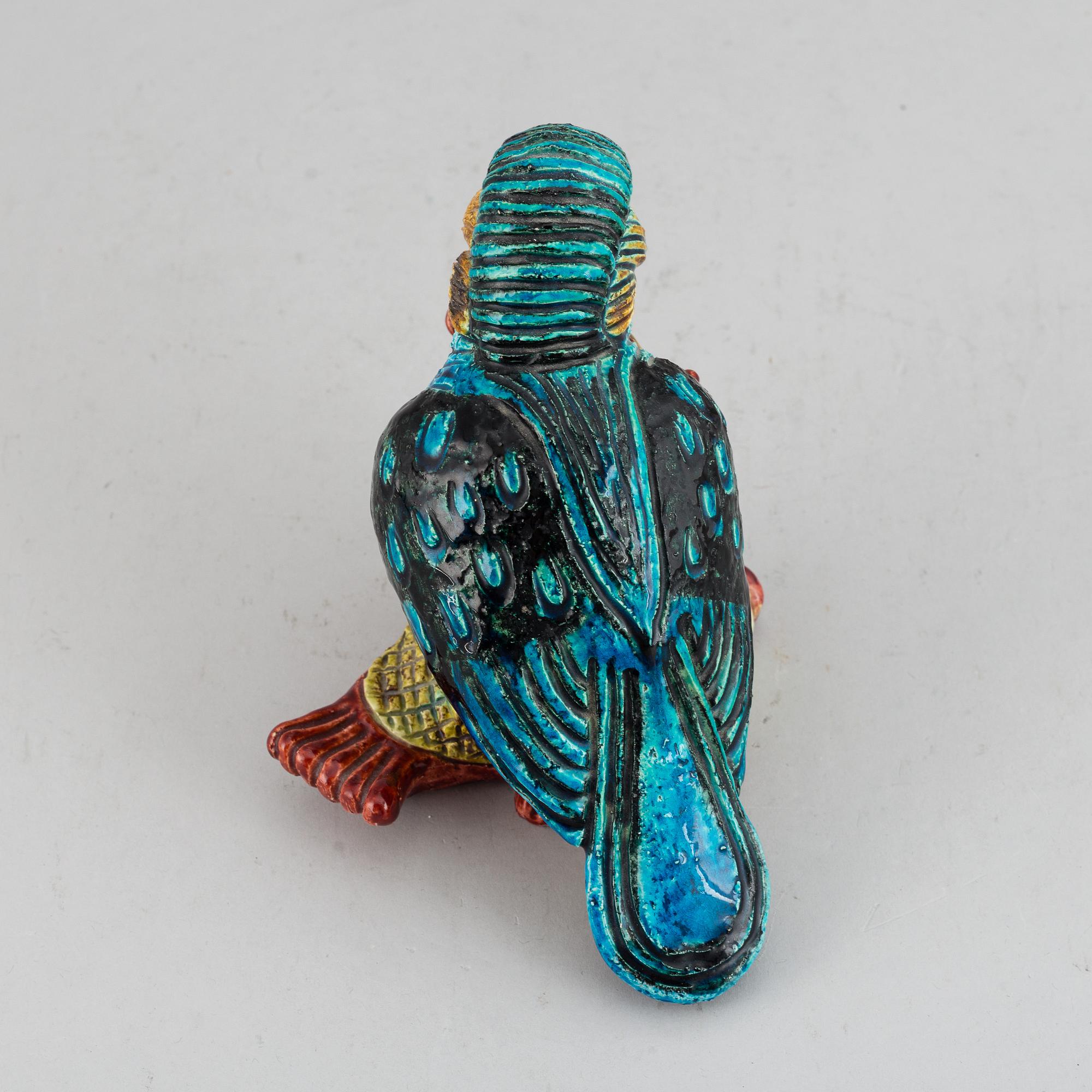 GUNNAR NYLUND, a stoneware sculpture of a Kingfisher, Rörstrand, Sweden mid 200th century.