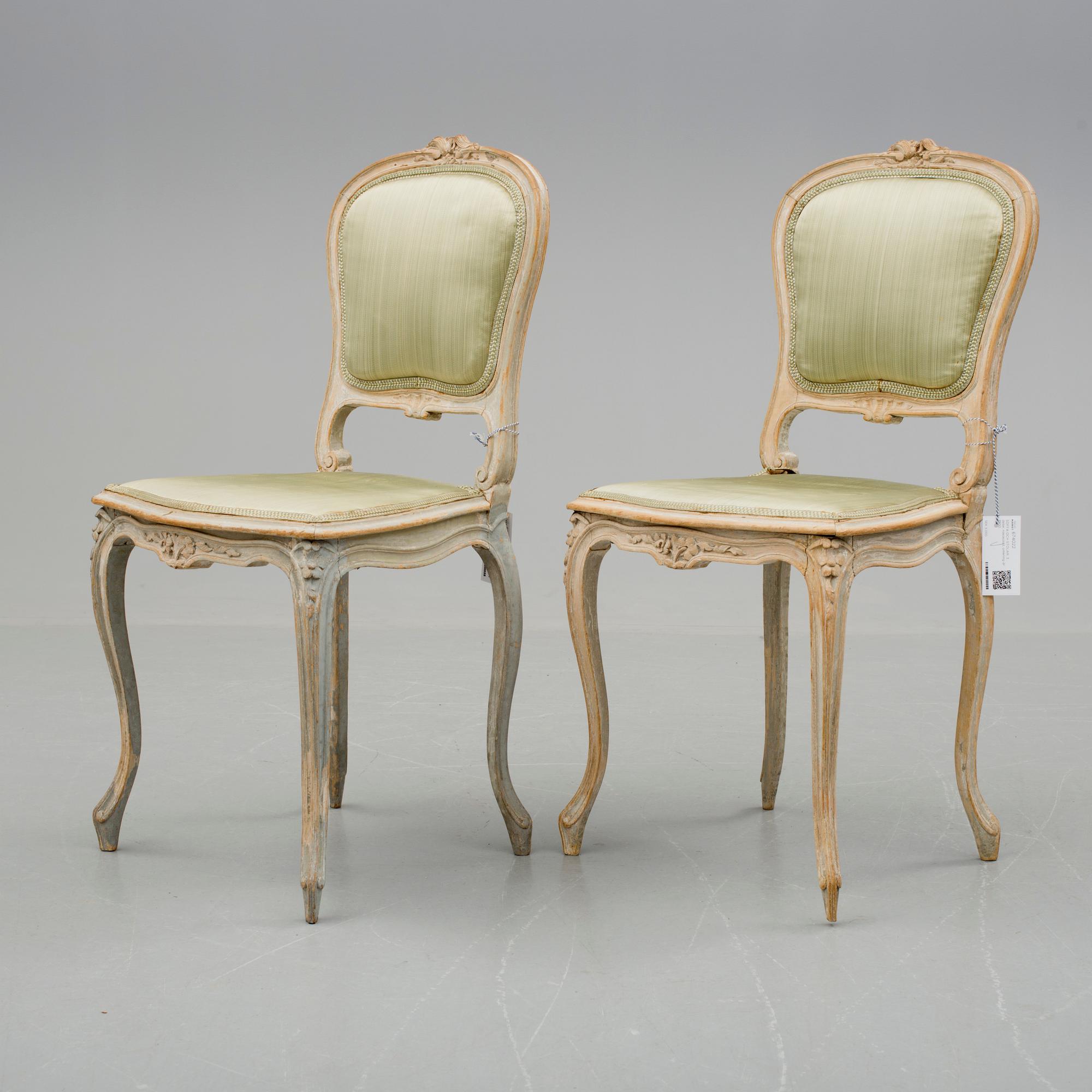 SOFFA OCH STOLAR, 3 delar, rokokostil, omkring år 1900.