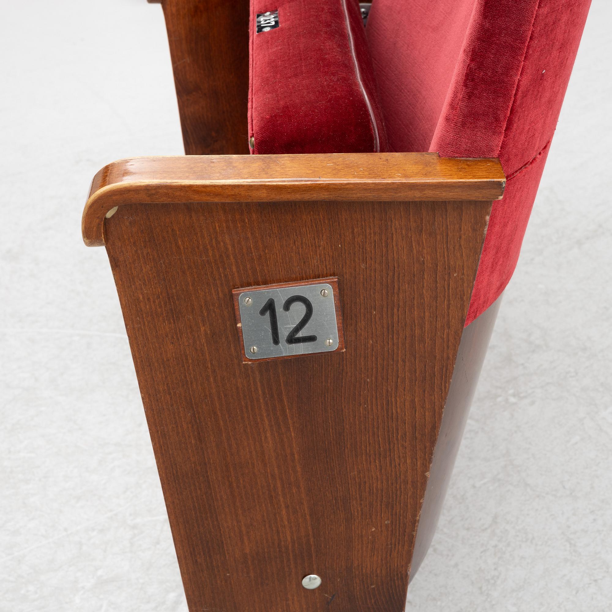 Theatre chairs, a pair, first half of the 20th century.