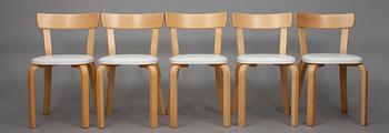 BORD, modell 81B samt STOLAR, 5 st, modell 69, Alvar Aalto, Artek.