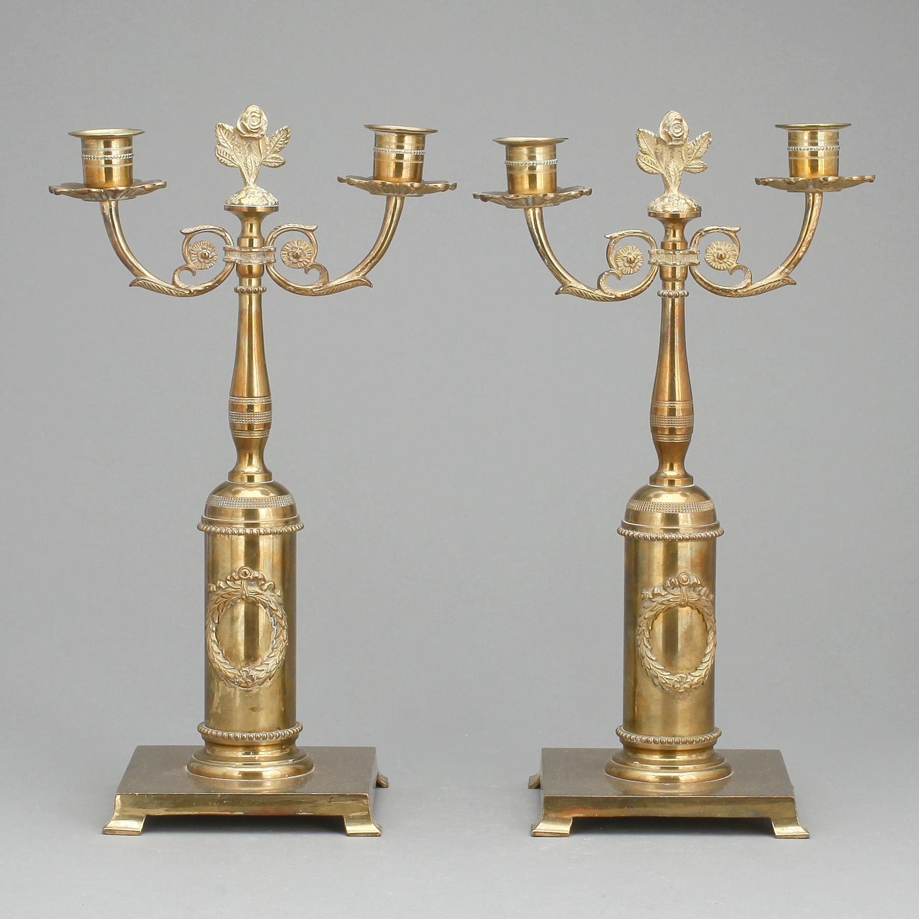 KANDELABER, ett par, empirestil, 1900-tal.
