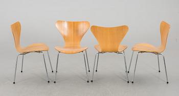 ARNE JACOBSEN, stolar, 8 st, "Sjuan", Fritz Hansen, Danmark, 1981.