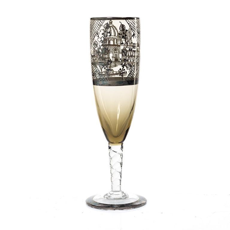 A set of six Italian champagne flutes.