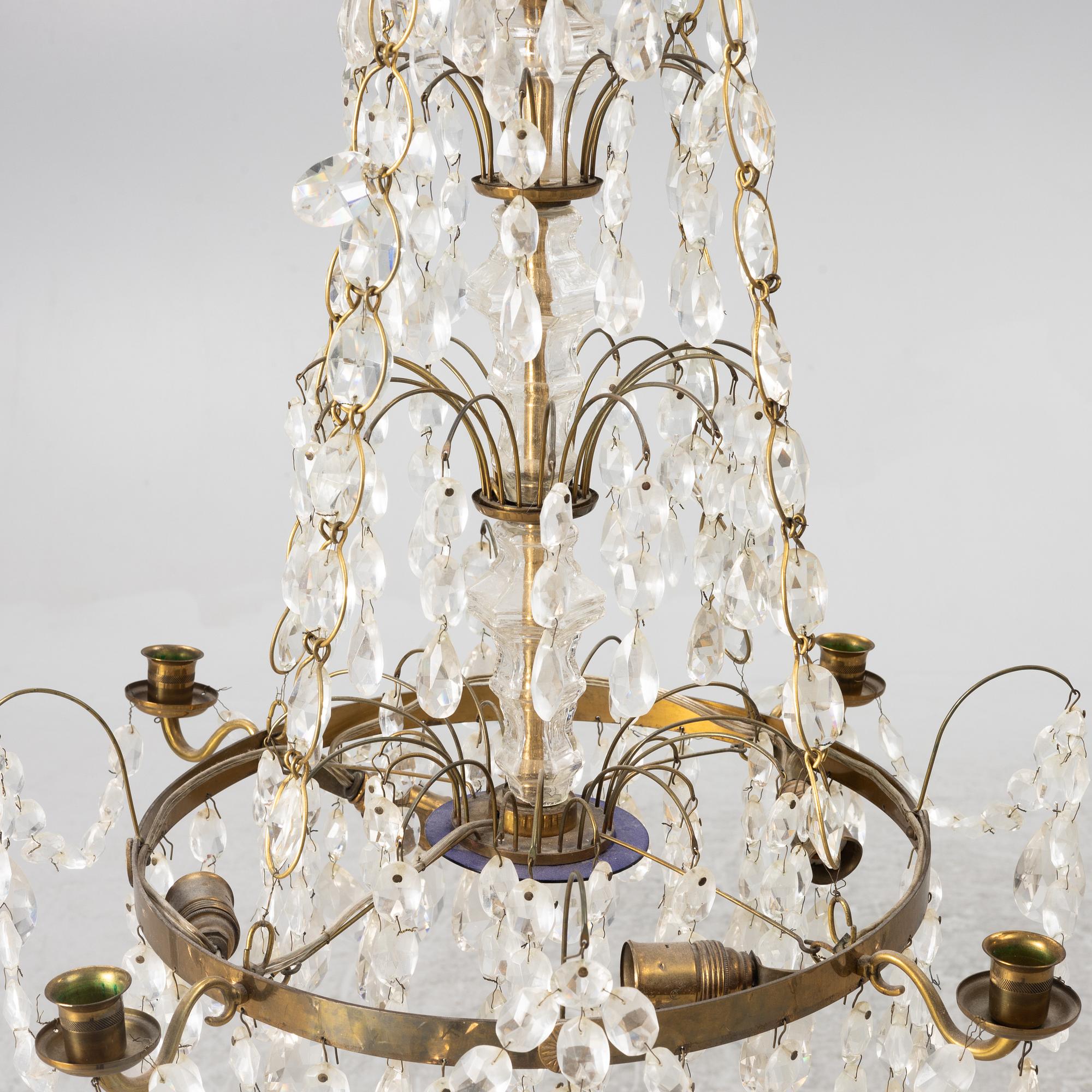 A Gustavian style chandelier, Sweden, first half of the 20th century.