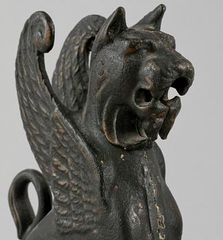 BOKSTÖD, ett par, mörkpatinerad metall, 1900-tal.