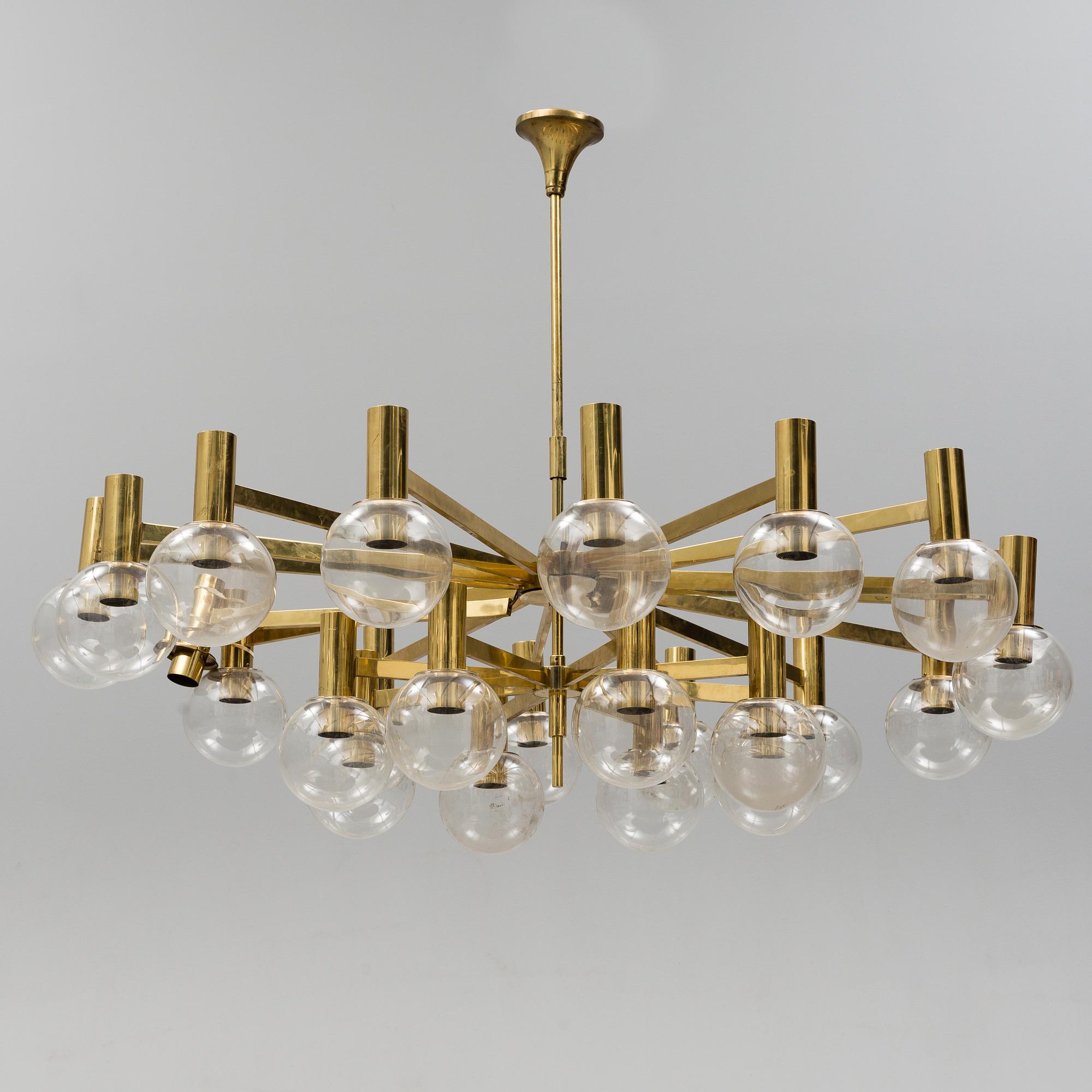 A brass ceiling light, Ott international, Germany, second half of the 20th century.