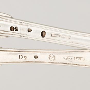 Six forks and six spoons ,silver, Mikael Nyberg Stockholm 1786.