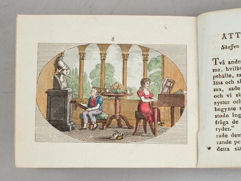 G.A.SILVERSTOLPE, Barnspegeln, med 16 handkolorerade kopparstick, Stockholm 1823.