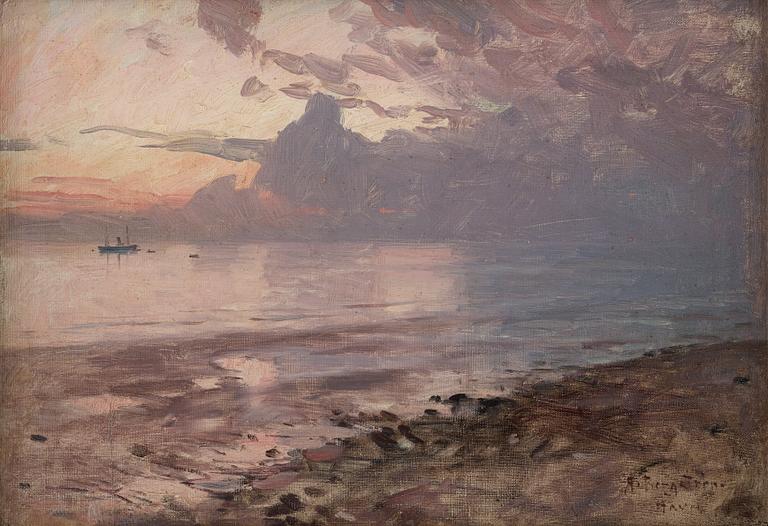 Alfred Bergström, Low tide, from the coast at Le Havre, Normandy.