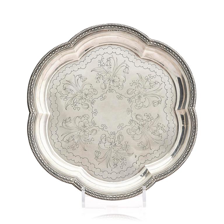 A silver dish by Lars Larson & Co Stockholm 1876.