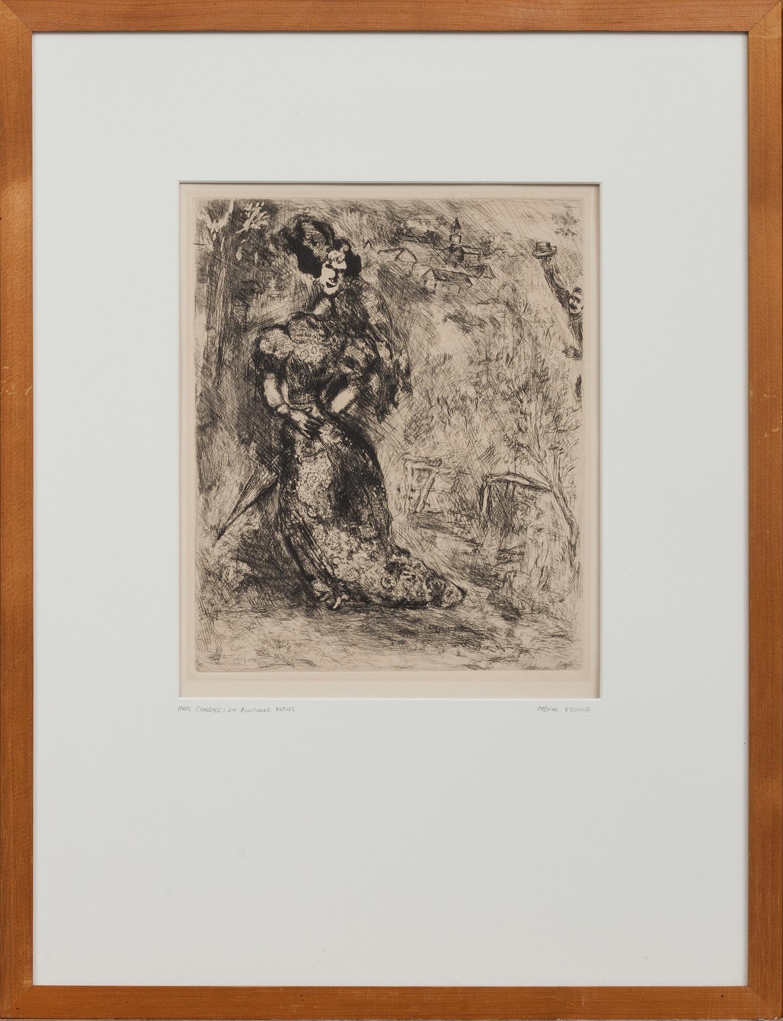 MARC CHAGALL, originaletsning. Signerad i plåten.