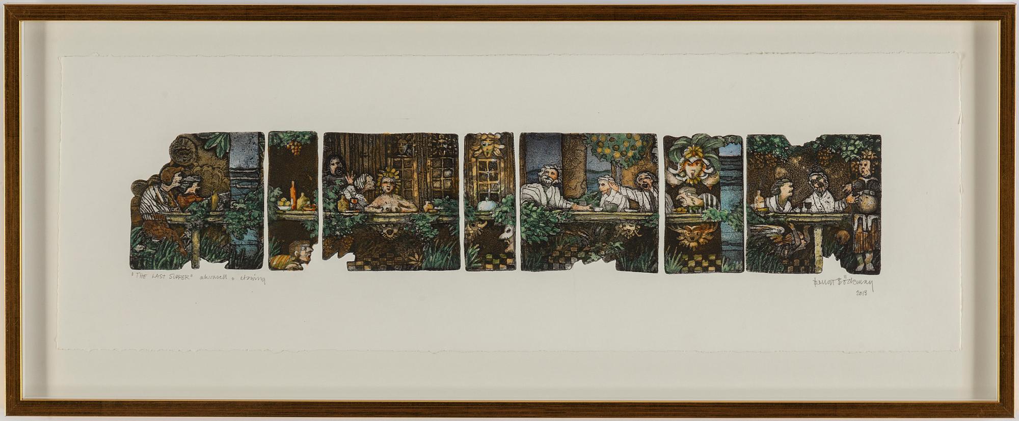 BENGT BÖCKMAN, etching with watercolour, signed and dated 2013.