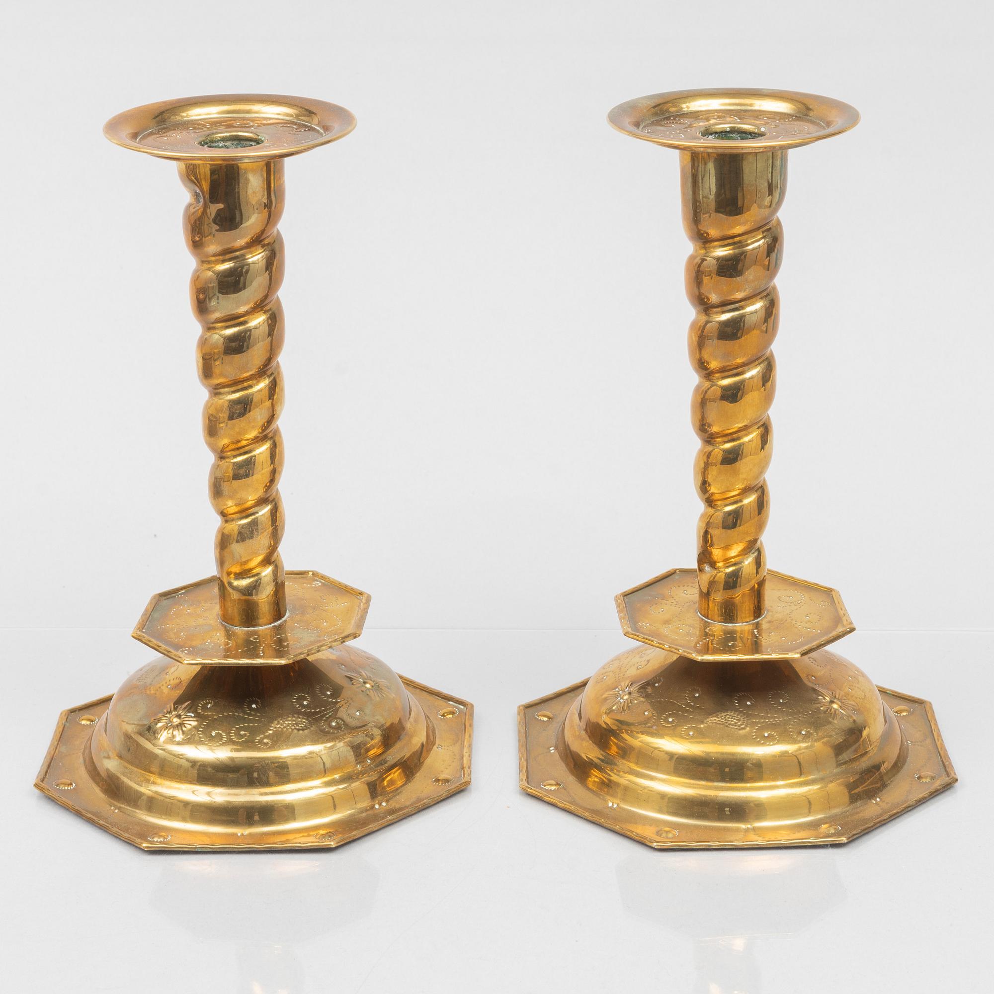 Ljusstakar, ett par, barockstil, Svängsta, omkring år 1900.