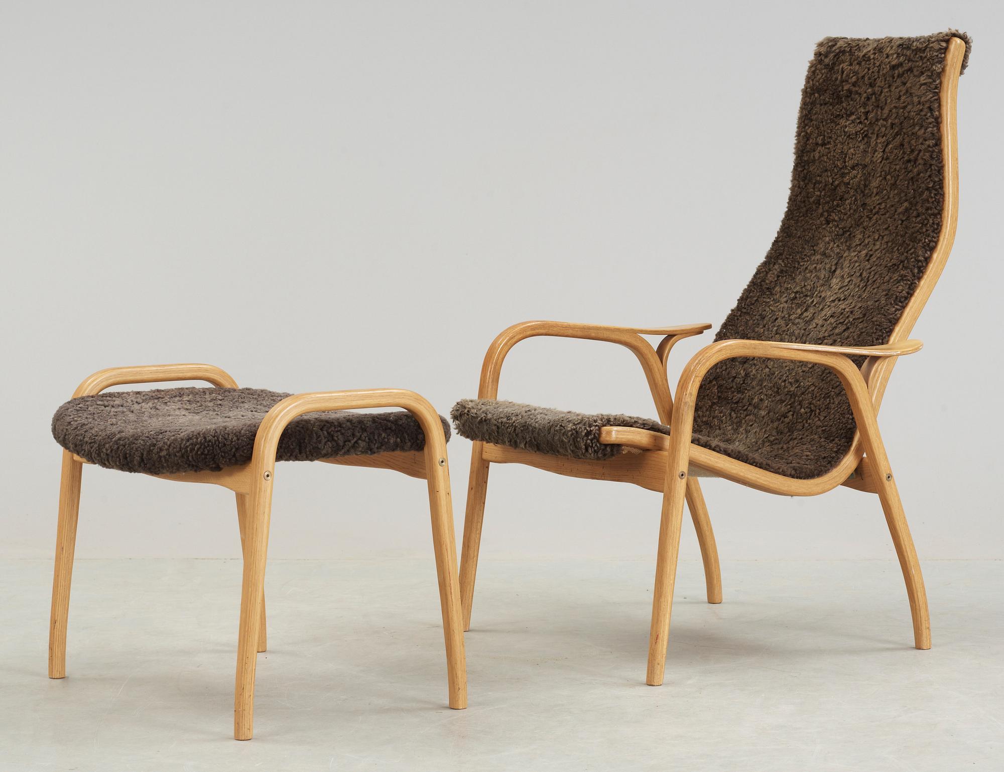 FÅTÖLJ med FOTPALL, "Lamino", Yngve Ekström, Swedese, 1900-talets andra hälft.