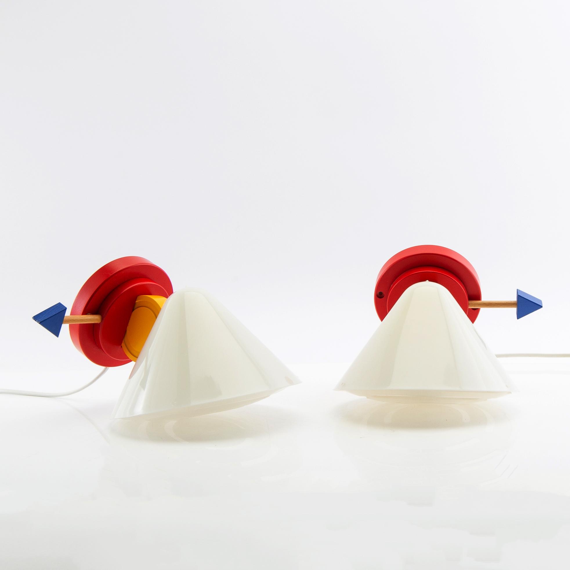 Ettore Sottsass, Wall lamps, a pair, "Stoja", IKEA, 1980s.