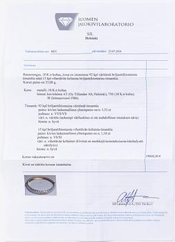 Tillander, armring, 18K guld med briljantslipade diamanter totalt ca 6.62 ct, Helsingfors 1986.