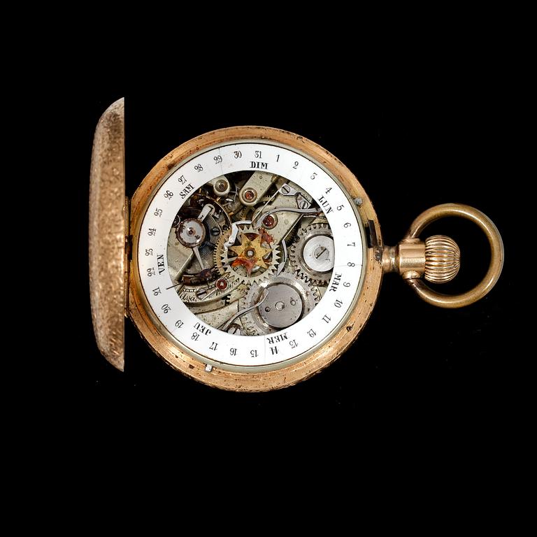 KALENDERBOETT, Savonett 14 K guld, 1800/1900-tal.