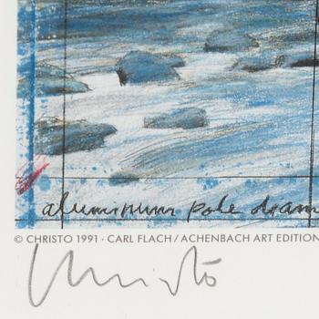 Christo & Jeanne-Claude, färgoffset, diptyk, 1991, signerade.