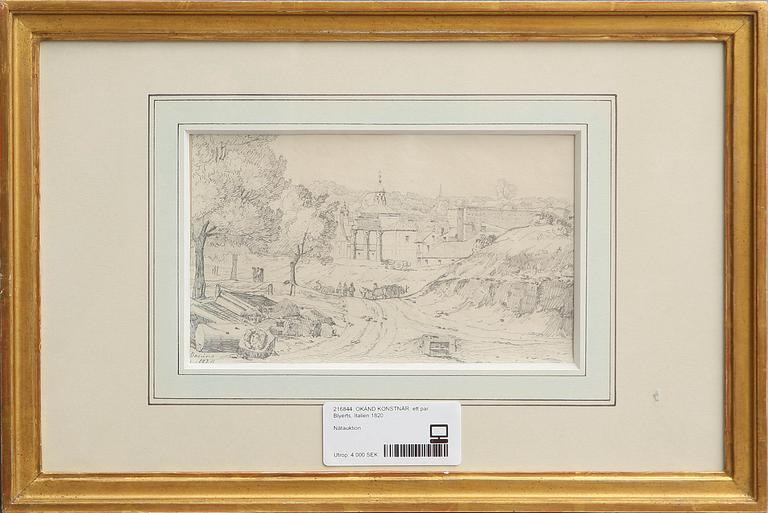 OKÄND KONSTNÄR, ett par. Blyerts, Italien 1820.