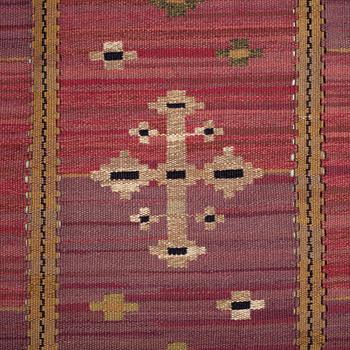 Märta Måås-Fjetterström, a drape, "Violett Draperi" (with yellow), ca 260,5-263 x 147 cm, signed MMF.