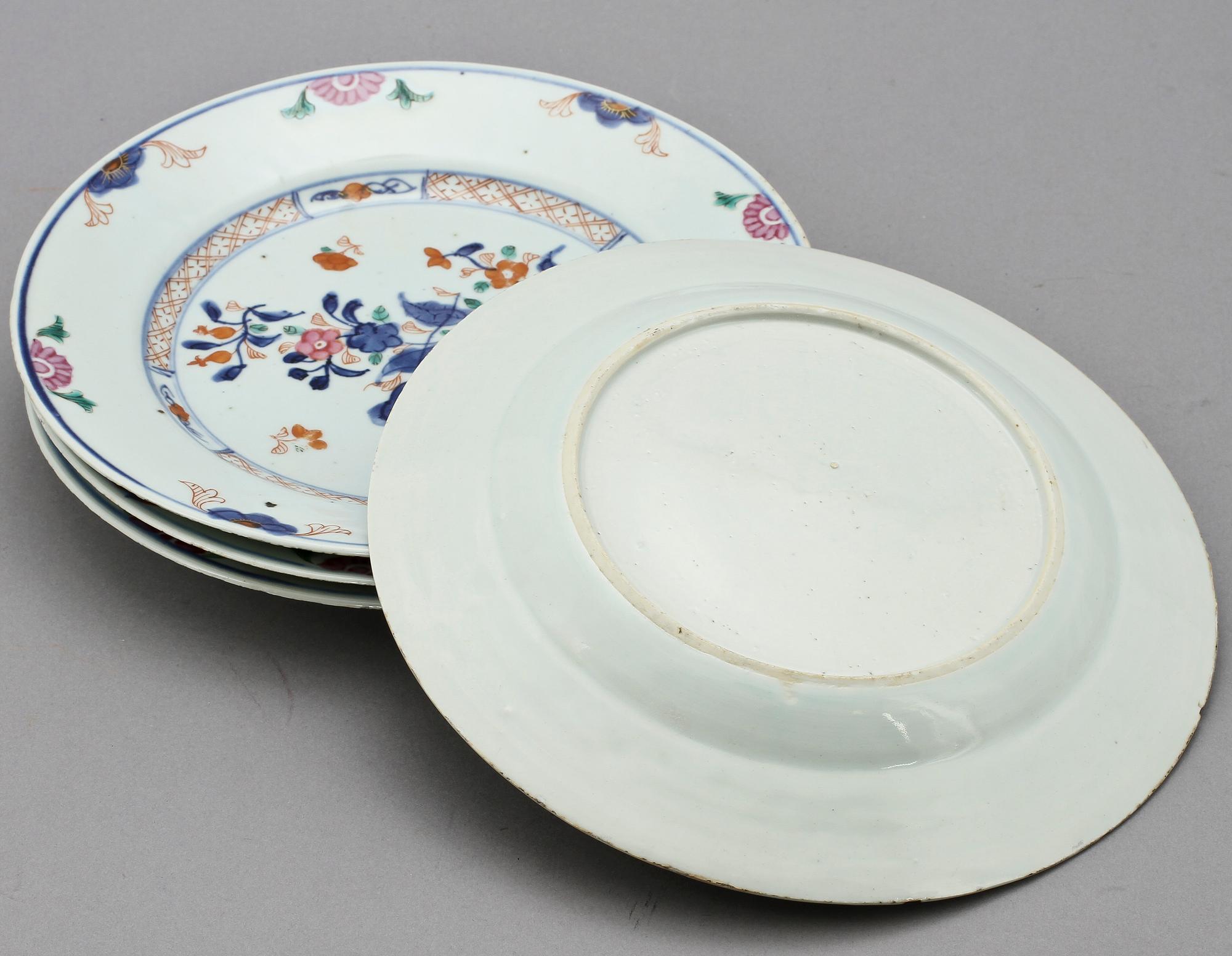 TALLRIKAR, 4 st, porslin, Kina, 1700-tal.