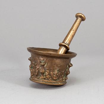 A 17th century bronze mortar.