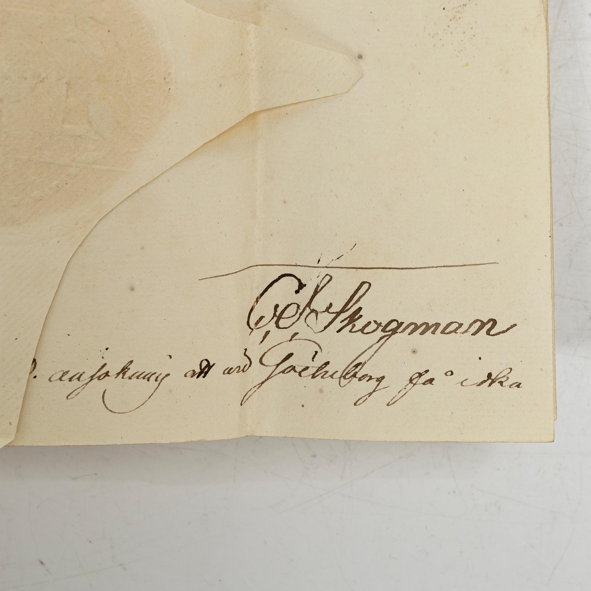 Kungligt brev, signerat Carl XIV Johan, 1831.