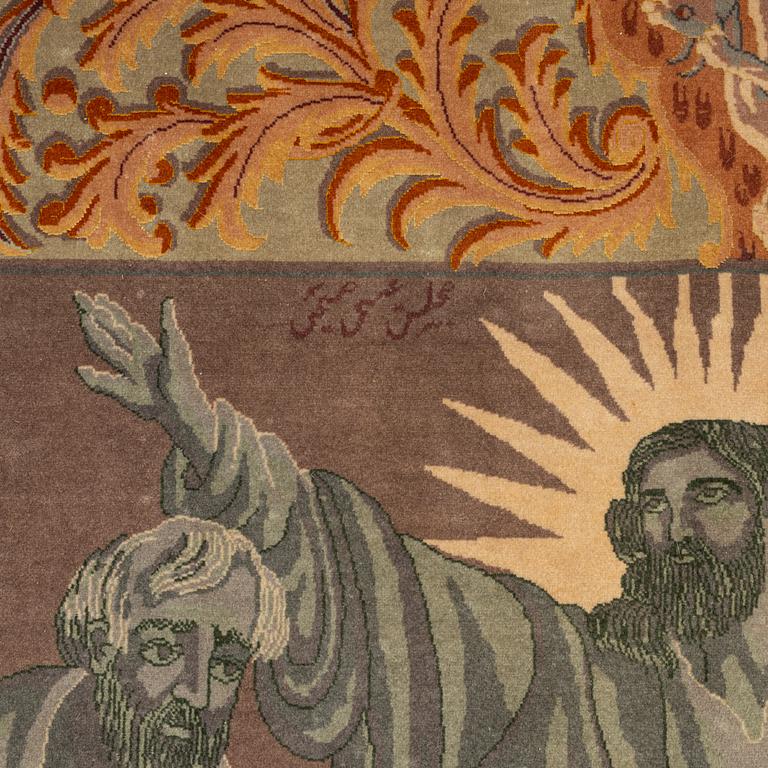 Matta, old figural Täbris, Västra Persien, ca 274 x 190 cm.