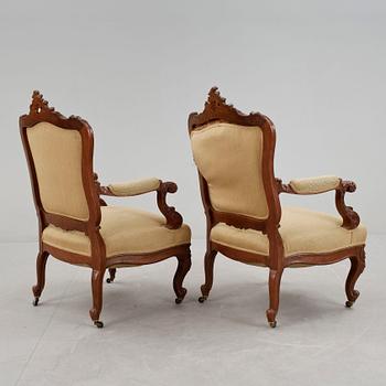 SALONGSMÖBEL, 9 delar. Nyrokoko, 1800-talets andra hälft.