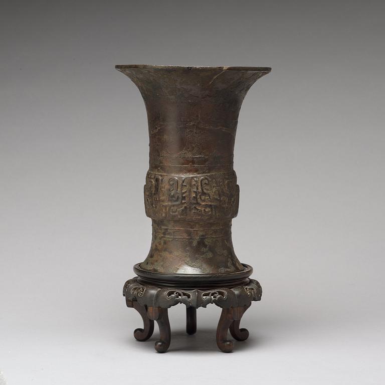 A bronze ritual wine vessel, Zun, presumably Han dynasty or older.