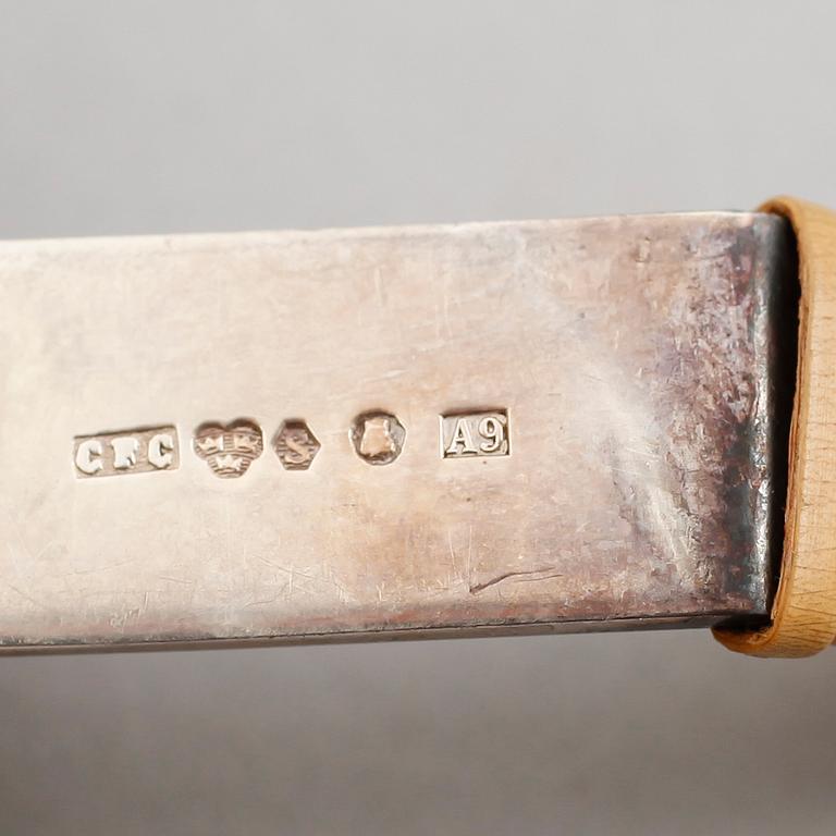 BÄGARE samt TESIL MED SKÅL, silver, 1800/1900-tal. Vikt ca 180 gram.