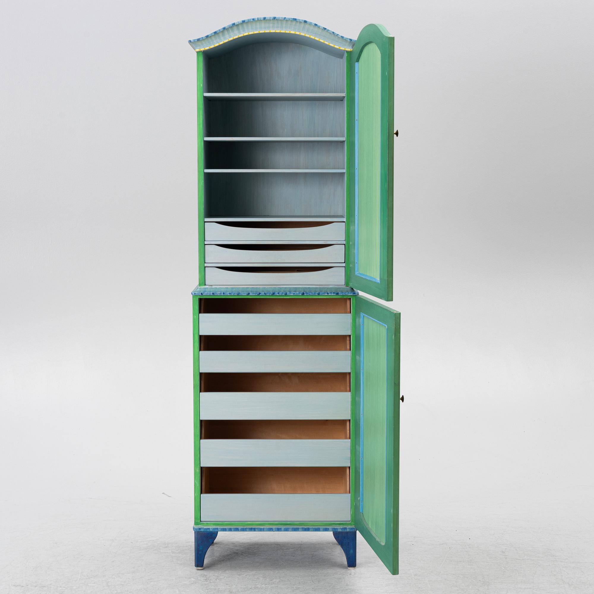 Carl Malmsten, cabinet, "Island", painted by Liselott Malmsten, Carl Malmsten AB, 1973.
