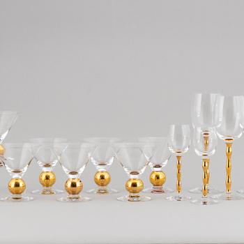 GUNNAR CYRÉN, glasservisdelar, 14 st "Nobel", Orrefors.