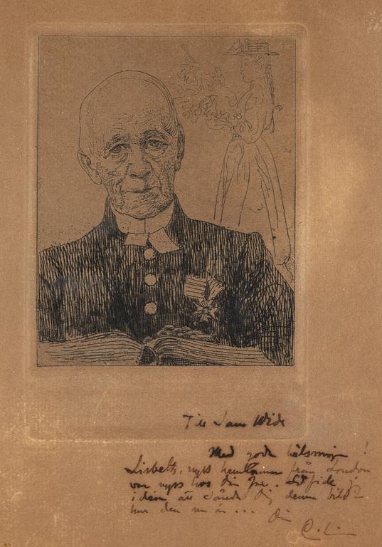 CARL LARSSON, etching, signed C.L. with dedication. "Dean C.F. Pettersson". State 1. Executed 1908.