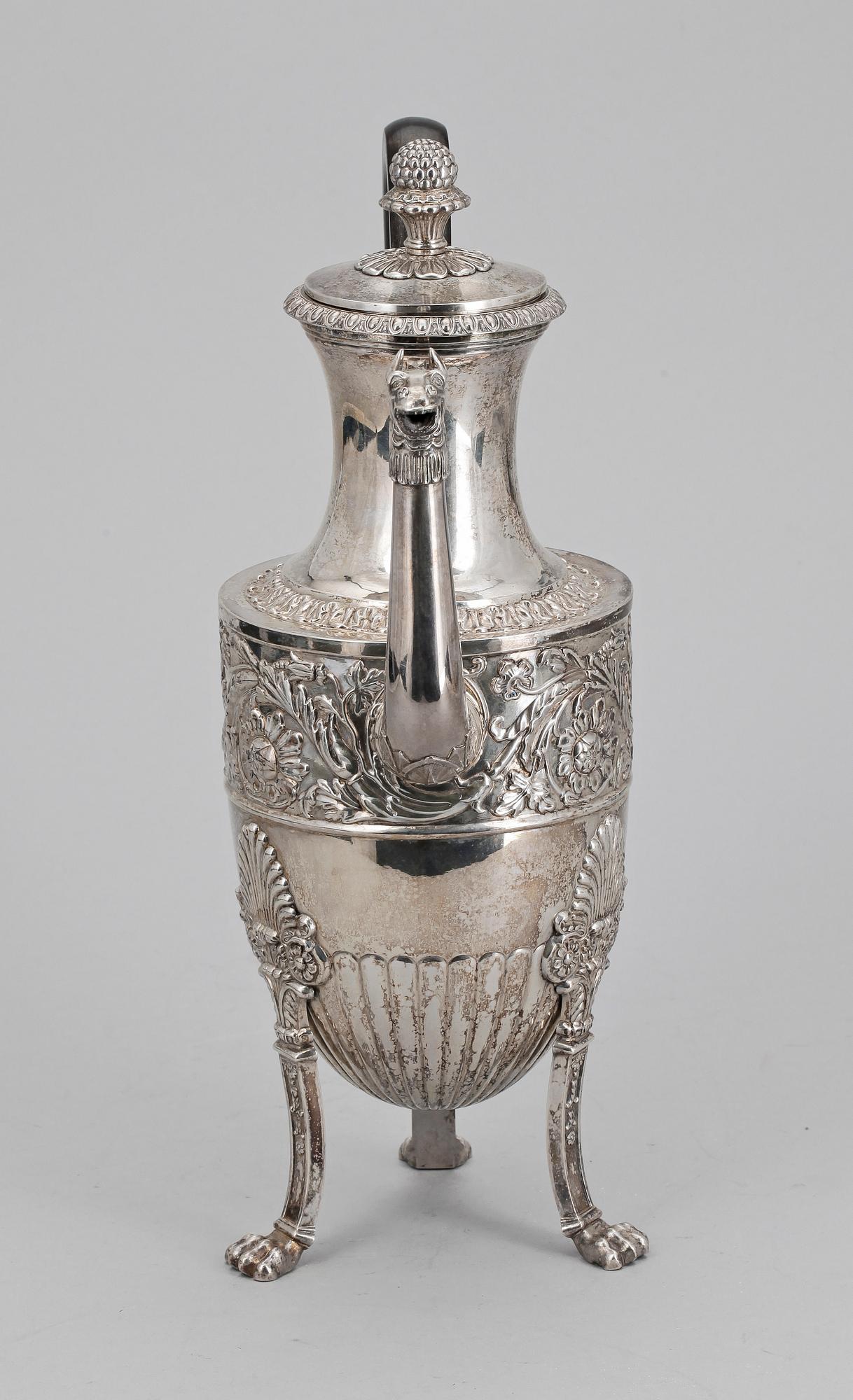 KAFFEKANNA, silver, empire, Adolf Zethelius, Stockholm 1835. Vikt ca 1100 gram.
