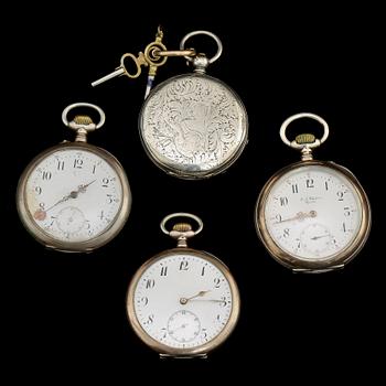 FICKUR, 4 st, delvis silver. Vikt 331 g.