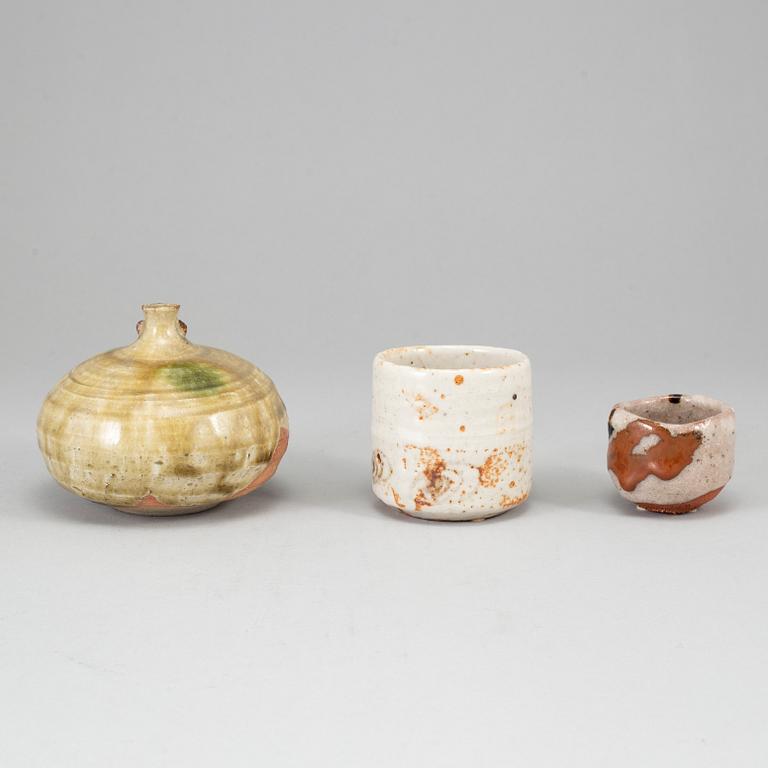 Vaser, 3 st, glaserat stengods, Japan,