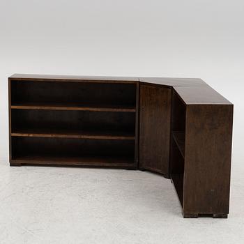 Corner bookcase with cabinet, 3 parts, first half of the 20th century.