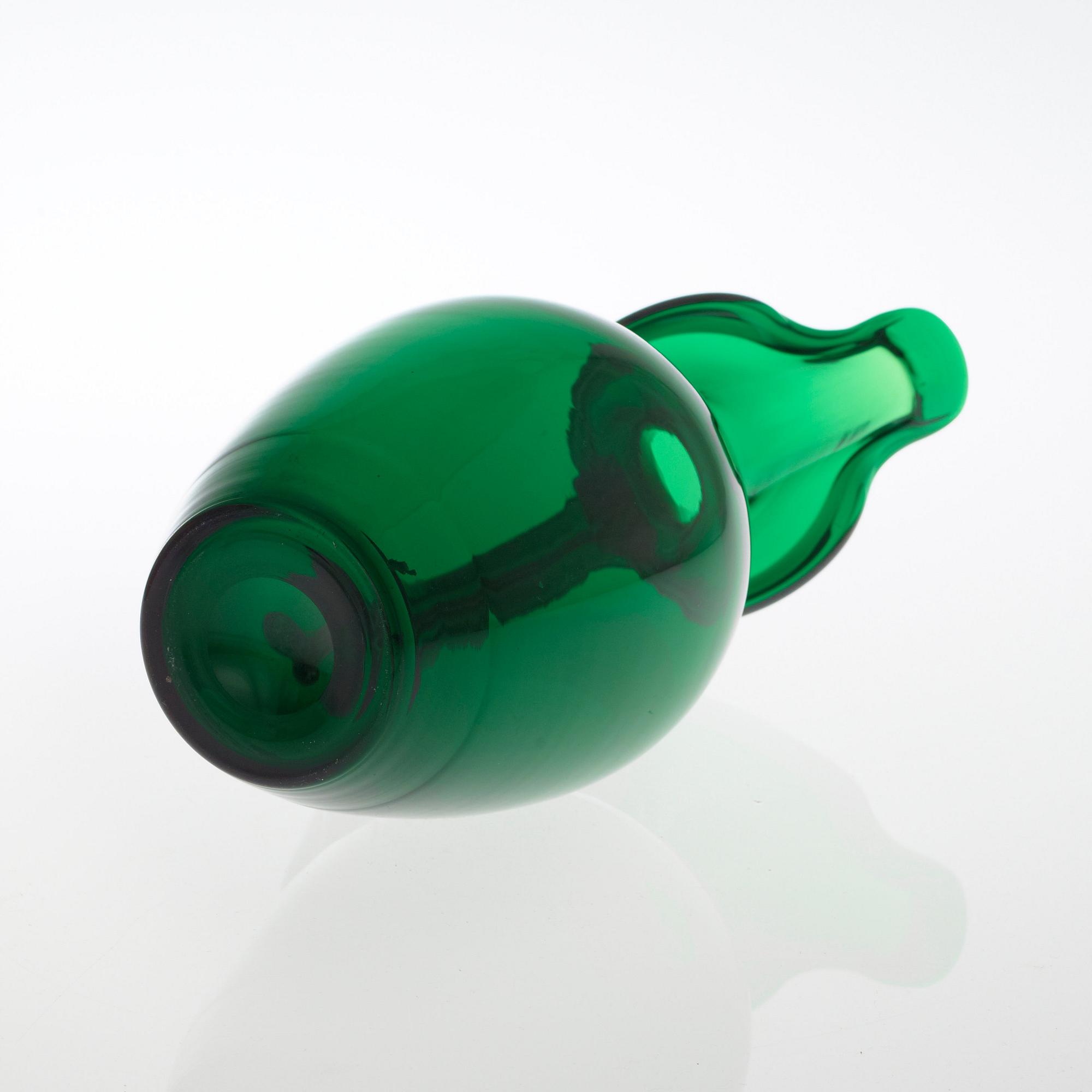An Edward Hald emerald green glass wine-pitcher, Sandvik/Orrefors ca 1929.