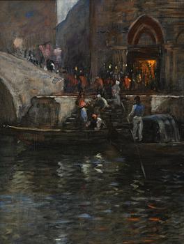 Wilhelm von Gegerfelt, Evening canal scene, Venice.
