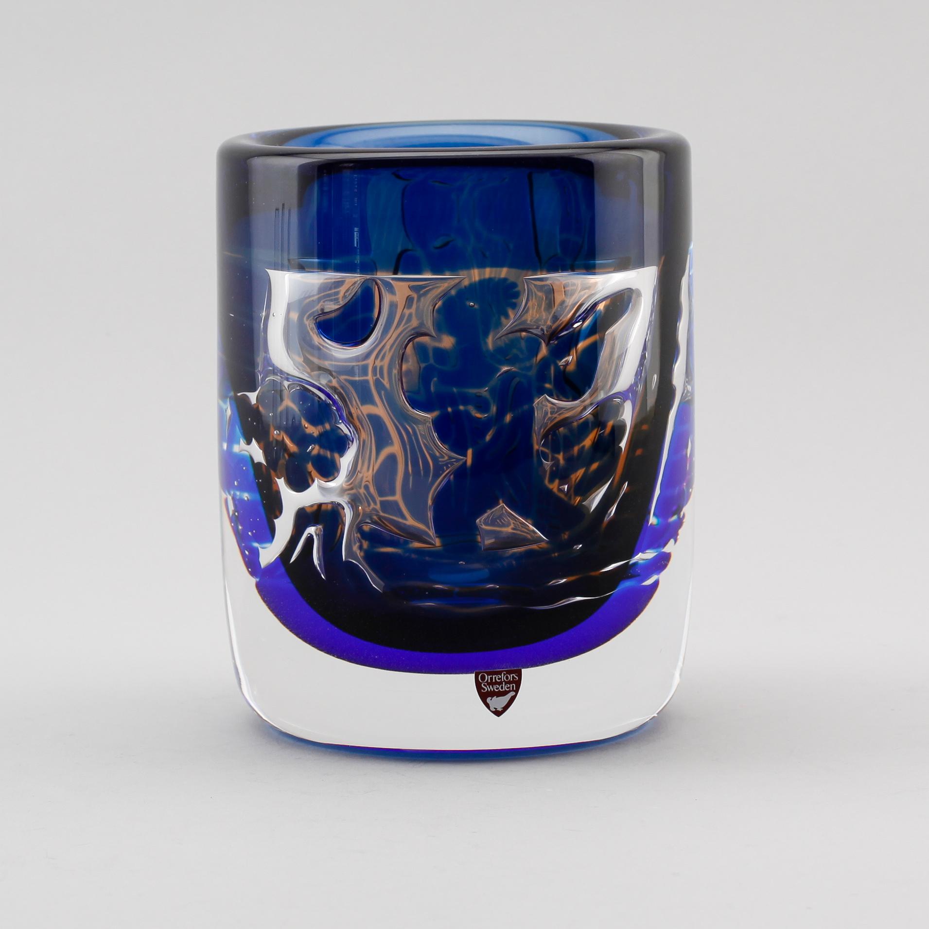 VAS, glas, "Gondoljären", ariel, Edvin Öhrström, Orrefors 1988.