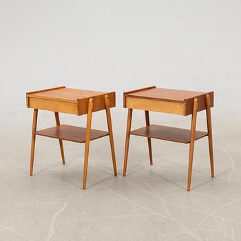 Bedside tables, a pair, AB Carlström & Co furniture factory, mid-20th century.