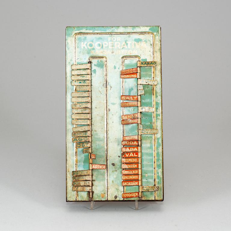 INKÖPSTAVLA, Kooperativa förbundet, 1930-/40-tal.