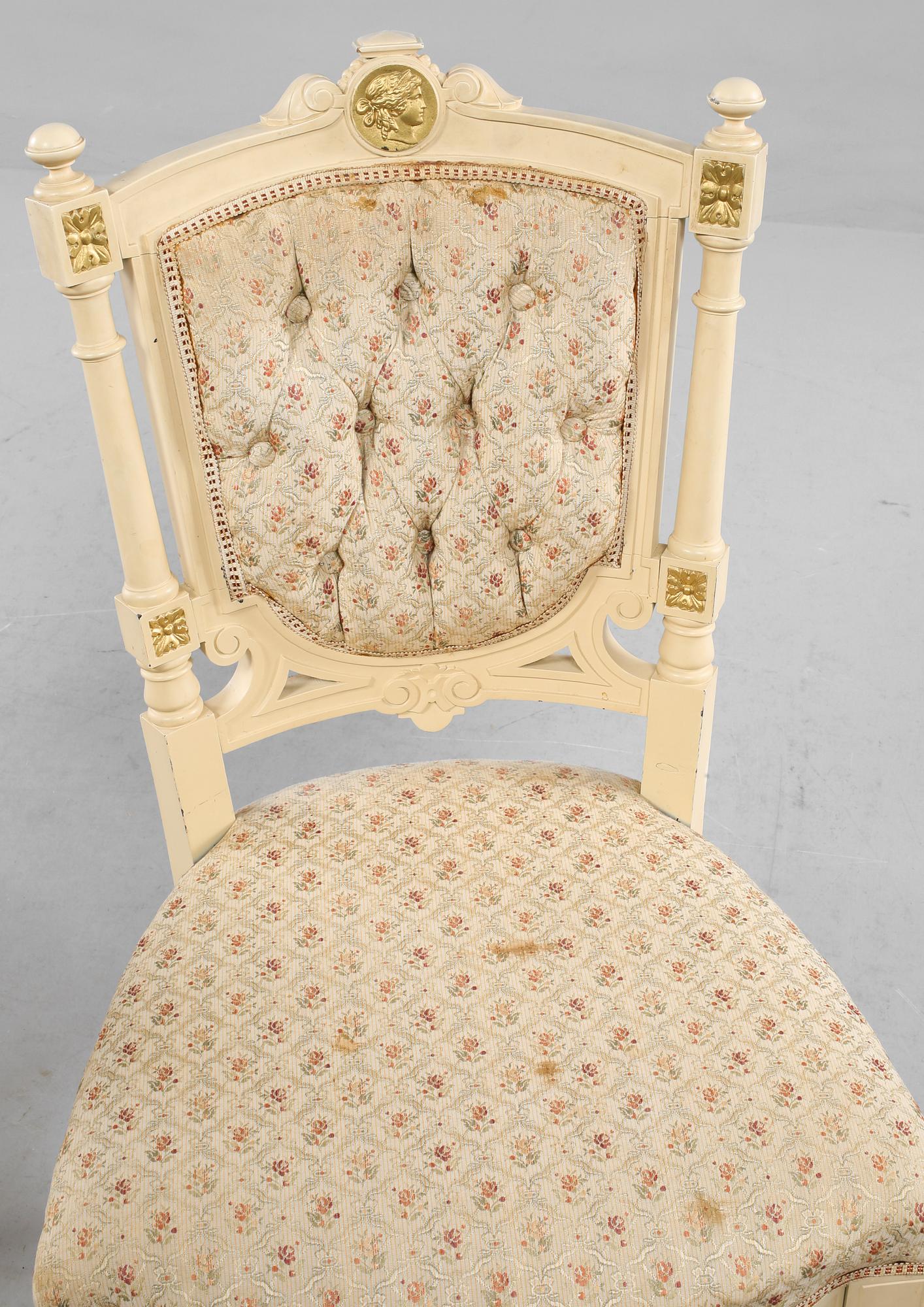SOFFA samt STOLAR, ett par, tidigt 1900-tal.