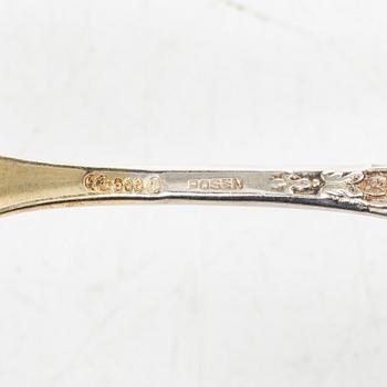 Six silver lobster forks, Germany,