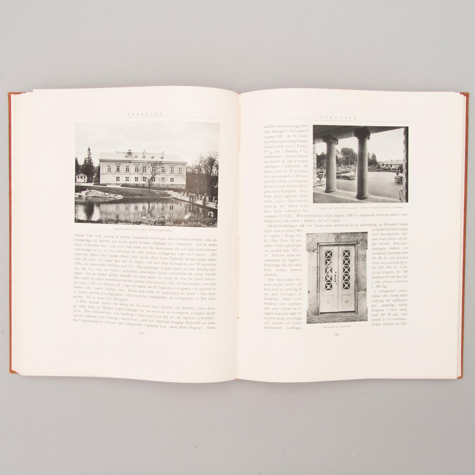 A three-volume book set about mansions in Finland "Herrgårdar i Finland", Helsinki 1928-29.