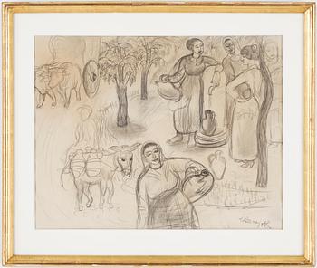 HILDING LINNQVIST, blyerts. Signerad HL och daterad Toledo maj.