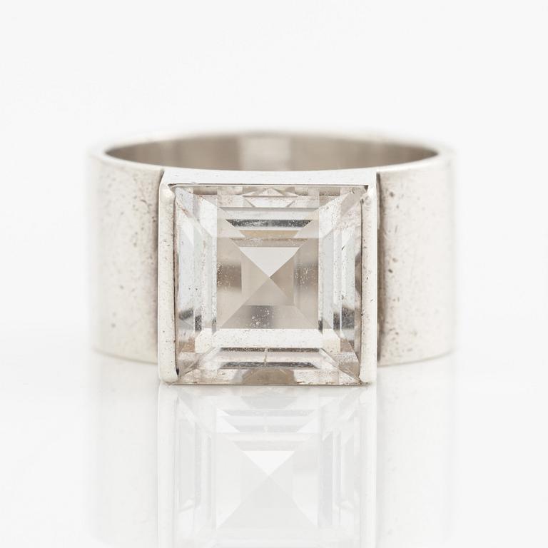 Wiwen Nilsson, ring, silver with step-cut rock crystal, Lund 1974.