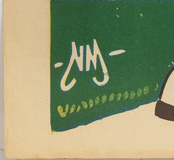A lithographic poster, 'Skansens Friluftsteater Hjalmar Bergmans Hans Nåds testamente', Rokotryck, A.-B. Kopia, Sthlm.