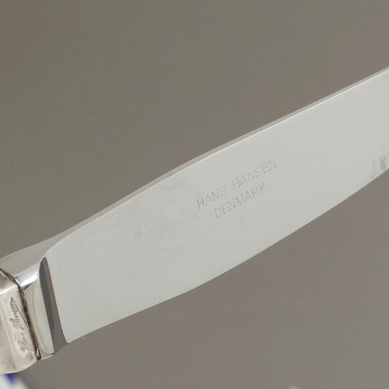 BESTICKSERVIS, 76 delar, sterlingsilver, Hans Hansen, Danmark, bland annat 1934. Vikt ca 2467g.